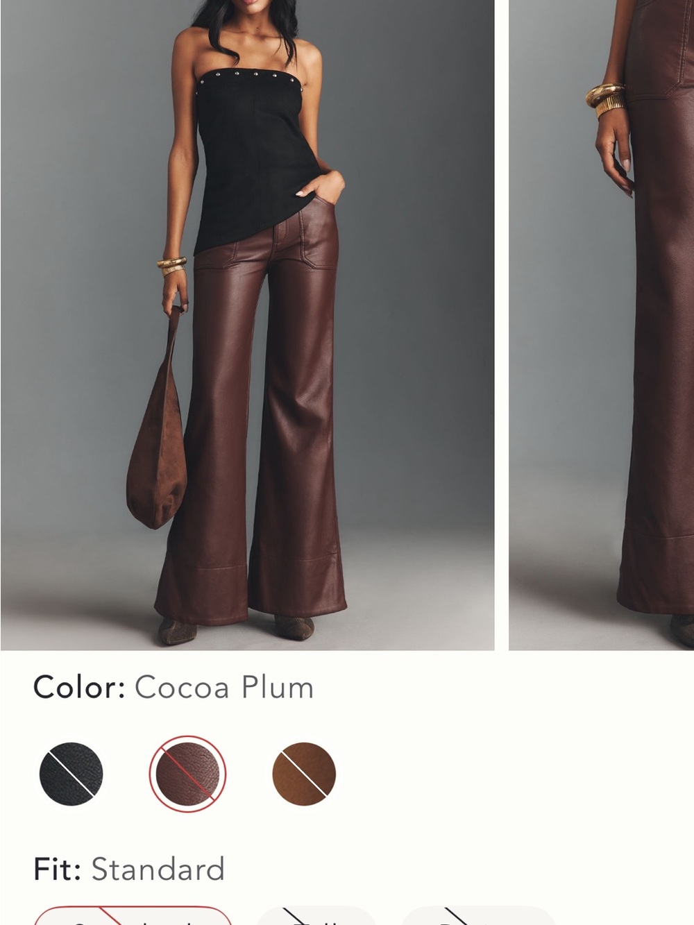 Pilcro Rylan Faux Leather Relaxed High Rise Flare Pants in Cocoa Plum